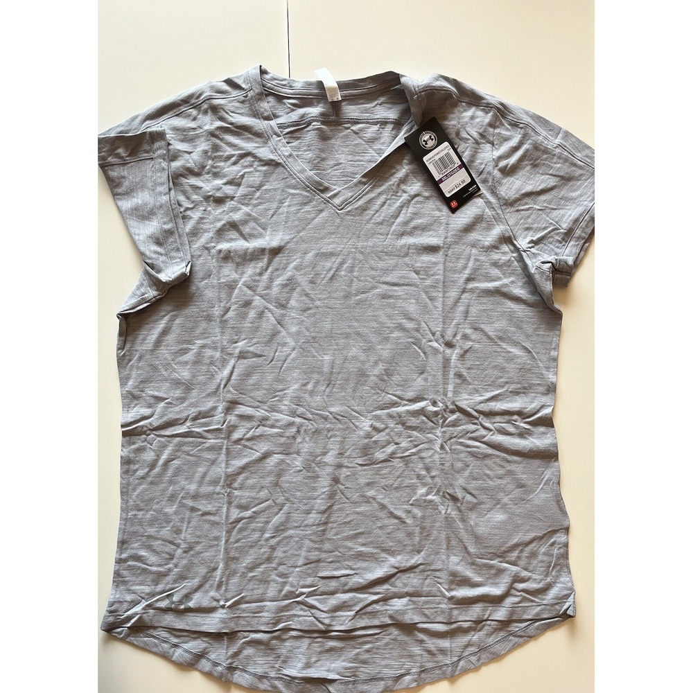 Women's Under Armour V-Neck T-Shirt - Heat Gear - Grey - NWT‎ - 2XL